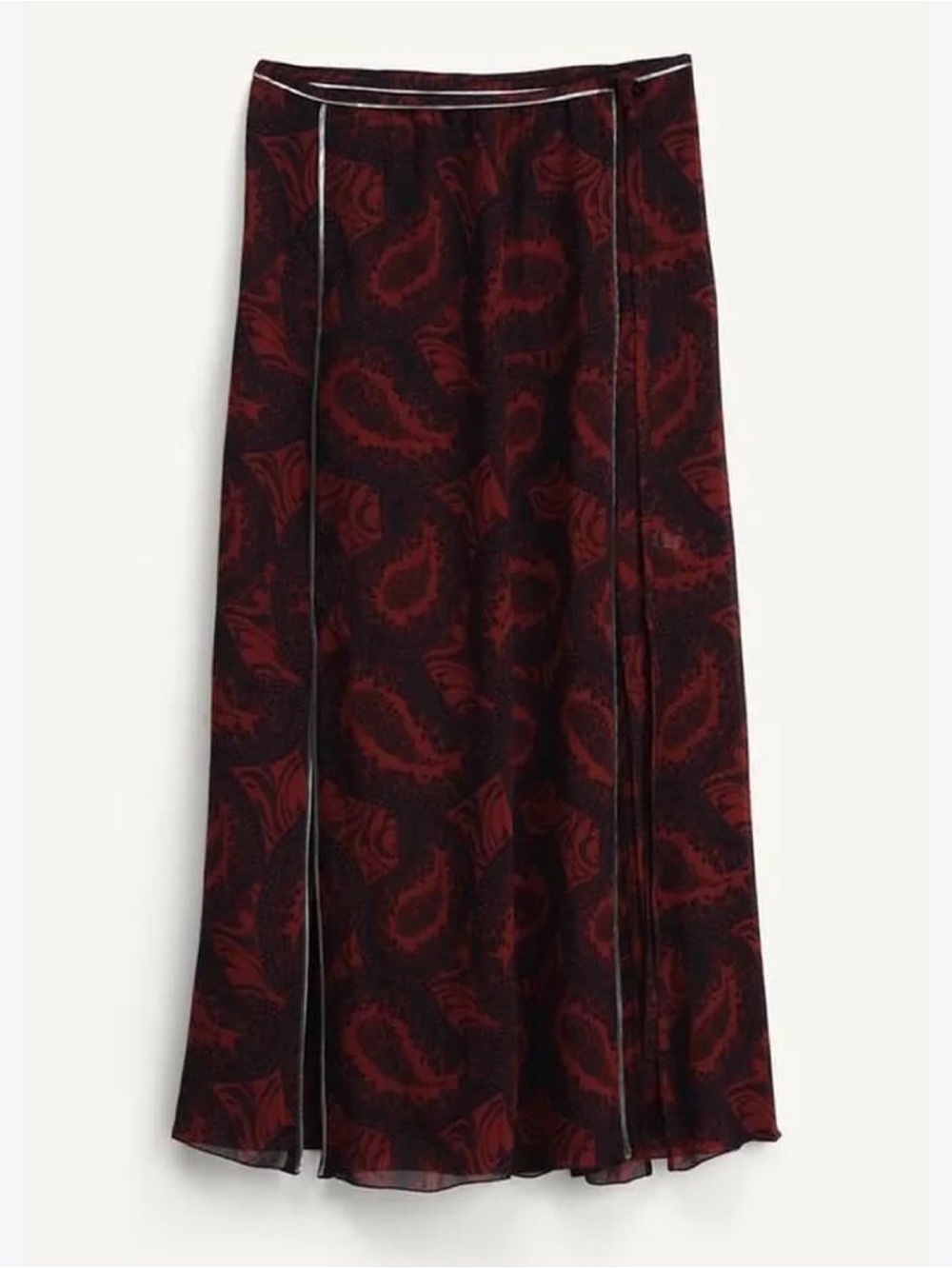 Zara Burgundy Paisley Maxi Skirt with Black Base